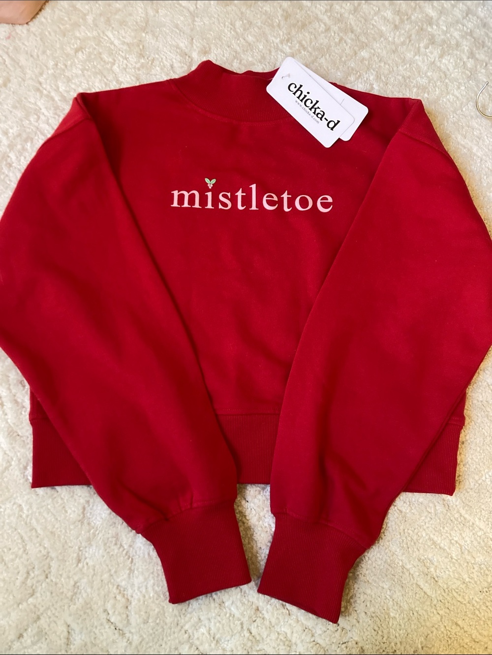 chick-a-d Red 'Mistletoe' Crewneck Sweatshirt